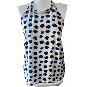 NWT Watercolor Blue and White Polka Dot Halter Top!